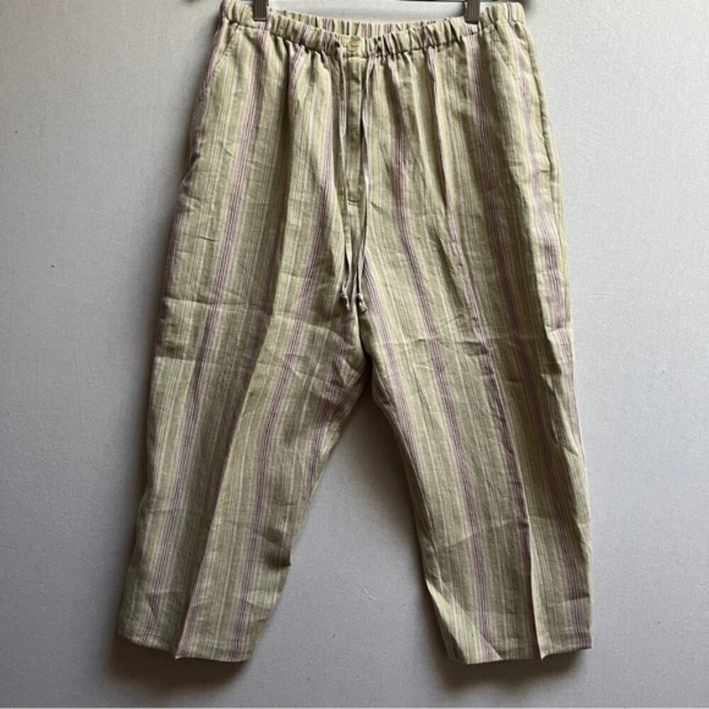 JM Collection by Jennifer Moore 100% linen wide leg cropped pants Sz 16